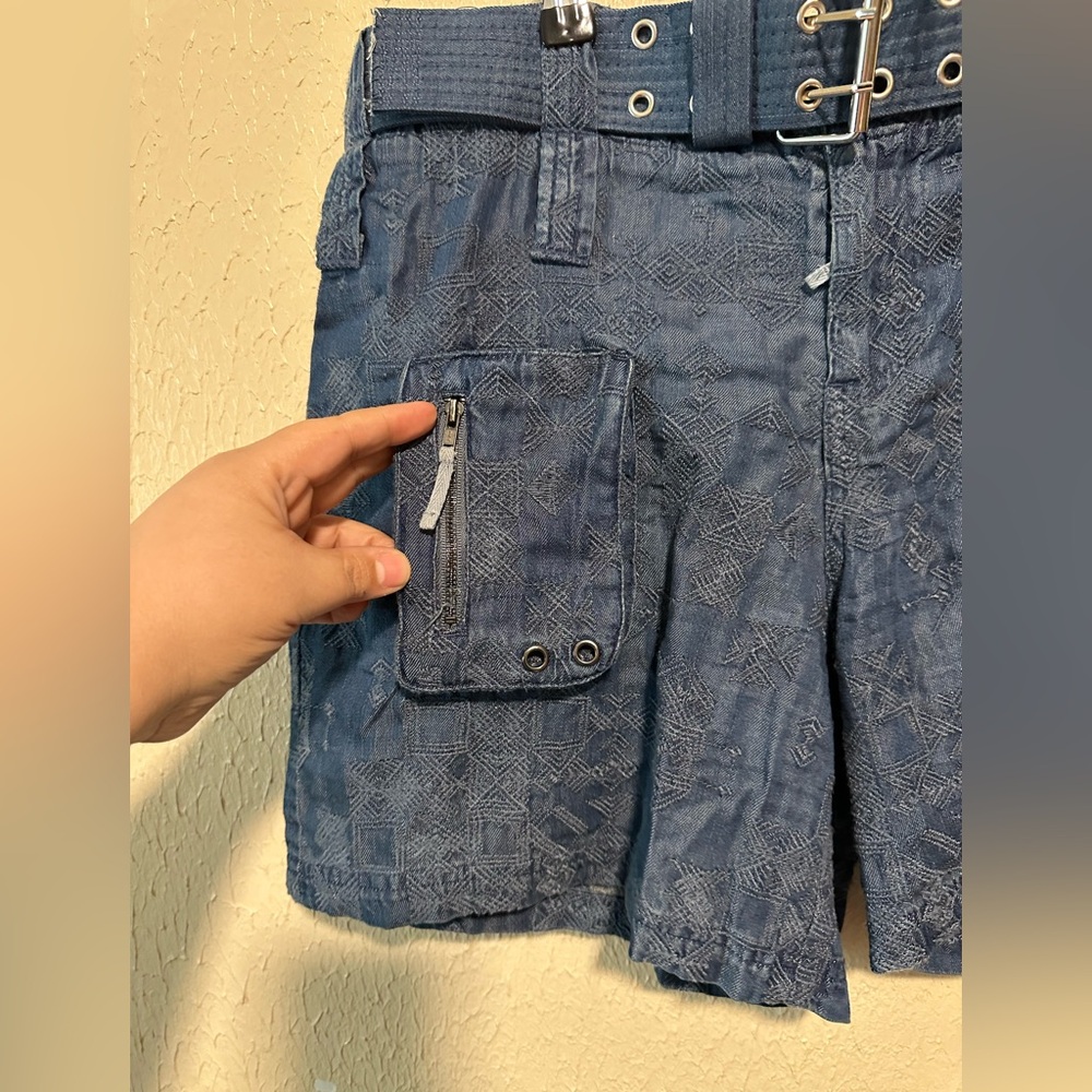 Johhny Was Zuma Embroidered Cargo Denim Shorts with Belt Lyocell‎ Size 12 - Picture 6 of 10